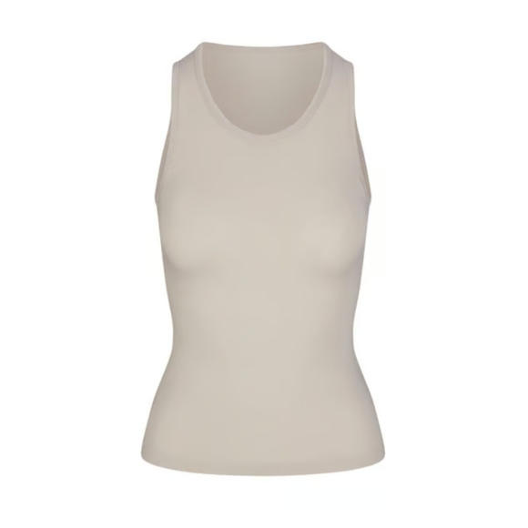 Skims Boyfriend Long Tank Top Shirt Stone Beige 2X NWT - Picture 1 of 4